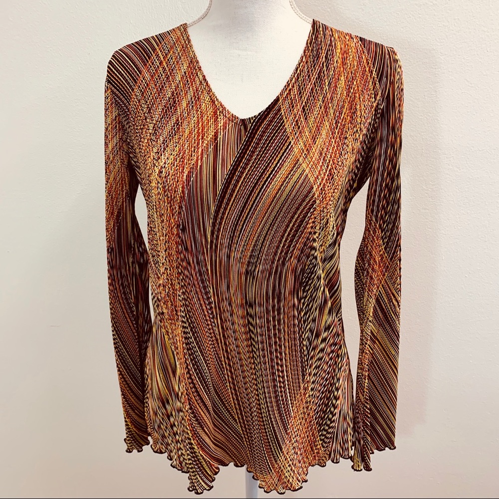 Plisse Top Small Long Sleeve Crinkle Accordion M22